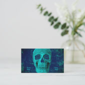 Gothic Half Skull Blauwgroen Blue Texture Tattoo S Visitekaartje (Staand voorkant)