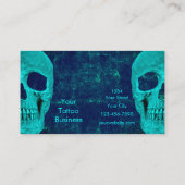 Gothic Half Skull Blauwgroen Blue Texture Tattoo S Visitekaartje (Achterkant)