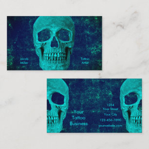 Gothic Half Skull Blauwgroen Blue Texture Tattoo S Visitekaartje