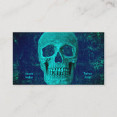 Gothic Half Skull Blauwgroen Blue Texture Tattoo S Visitekaartje (Voorkant)