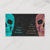 Gothic Half Skull Blauwgroen Brown Black Tattoo Sh Visitekaartje (Achterkant)