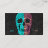 Gothic Half Skull Blauwgroen Brown Black Tattoo Sh Visitekaartje (Voorkant)