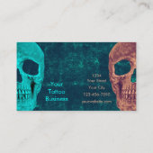 Gothic Half Skull Blauwgroen Brown Texture Tattoo  Visitekaartje (Achterkant)