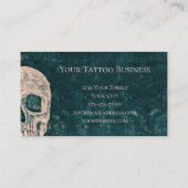 Gothic Half Skull Blauwgroen Green Beige Tattoo Ar Visitekaartje (Achterkant)
