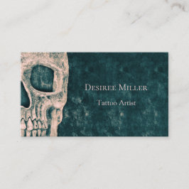 Gothic Half Skull Blauwgroen Green Beige Tattoo Ar Visitekaartje