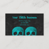 Gothic Half Skull Blauwgroen Zwart Tattoo Artiest Visitekaartje (Achterkant)