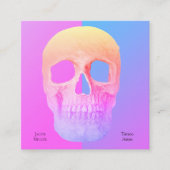 Gothic Half Skull Blue Roze Paars Tattoo Shop Vierkante Visitekaartje (Voorkant)