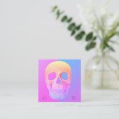 Gothic Half Skull Blue Roze Paars Tattoo Shop Vierkante Visitekaartje (Staand voorkant)