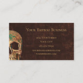 Gothic Half Skull Brown Texture Background Tattoo Visitekaartje (Achterkant)