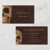 Gothic Half Skull Brown Texture Background Tattoo Visitekaartje (Voorkant / Achterkant)
