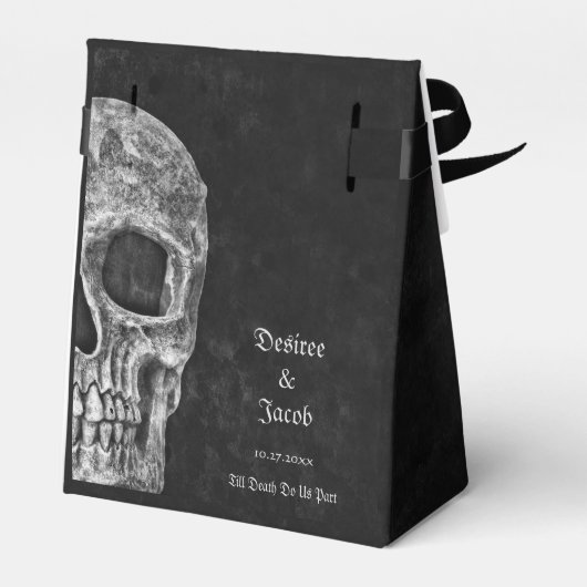 Gothic Half Skull Cool Black and White Grunge Bedankdoosjes (Achterkant)