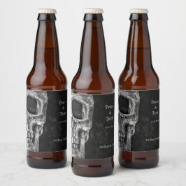 Gothic Half Skull Cool Black and White Grunge Bier Etiket