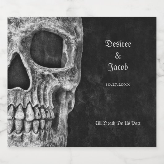 Gothic Half Skull Cool Black and White Grunge Bier Etiket (Enkel label)