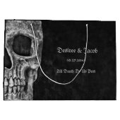 Gothic Half Skull Cool Black and White Grunge Groot Cadeauzakje (Achterkant)