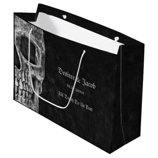 Gothic Half Skull Cool Black and White Grunge Groot Cadeauzakje (Voorkant Gekanteld)