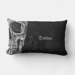 Gothic Half Skull Cool Black and White Grunge Kussen