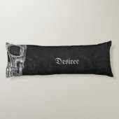 Gothic Half Skull Cool Black and White Grunge Lichaamskussen (Achterkant)