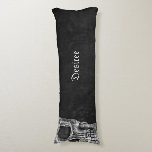 Gothic Half Skull Cool Black and White Grunge Lichaamskussen (Voorkant Verticaal)