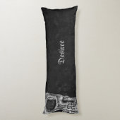 Gothic Half Skull Cool Black and White Grunge Lichaamskussen (Achterkant (Verticaal))