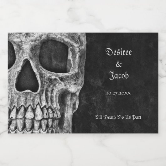 Gothic Half Skull Cool Black and White Grunge Likeurfles Etiket (Enkel label)