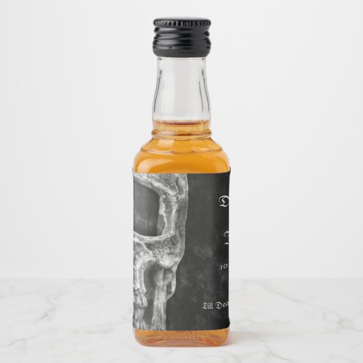 Gothic Half Skull Cool Black and White Grunge Likeurfles Etiket (Voorkant)