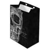 Gothic Half Skull Cool Black and White Grunge Medium Cadeauzakje (Voorkant Gekanteld)