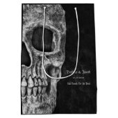 Gothic Half Skull Cool Black and White Grunge Medium Cadeauzakje (Achterkant)