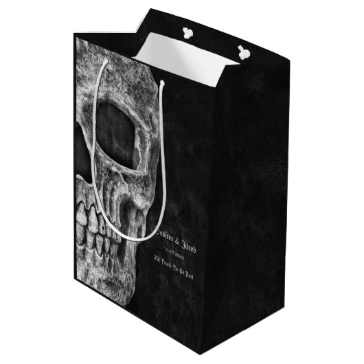 Gothic Half Skull Cool Black and White Grunge Medium Cadeauzakje (Achterkant Gekanteld)