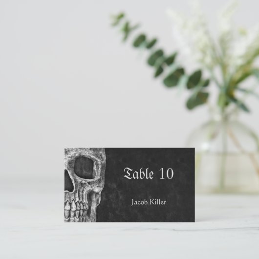 Gothic Half Skull Cool Black And White Grunge Plaatskaartje (Staand voorkant)