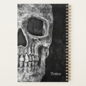Gothic Half Skull Cool Black and White Grunge Planner (Achterkant)