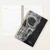 Gothic Half Skull Cool Black and White Grunge Planner (Display)