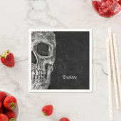 Gothic Half Skull Cool Black and White Grunge Servet (Insitu)
