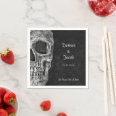 Gothic Half Skull Cool Black and White Grunge Servet (Insitu)