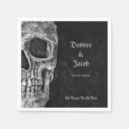Gothic Half Skull Cool Black and White Grunge Servet