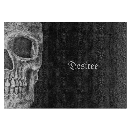 Gothic Half Skull Cool Black and White Grunge Snijplank (Voorkant)