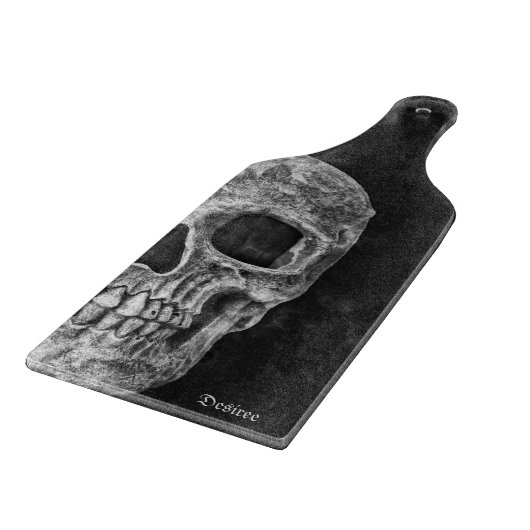 Gothic Half Skull Cool Black and White Grunge Snijplank (Hoek)