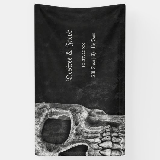 Gothic Half Skull Cool Black and White Grunge Spandoek (Verticaal)