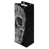 Gothic Half Skull Cool Black and White Grunge Wijn Cadeautas (Achterkant Gekanteld)