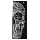 Gothic Half Skull Cool Black and White Grunge Wijn Cadeautas (Achterkant)