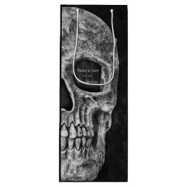 Gothic Half Skull Cool Black and White Grunge Wijn Cadeautas