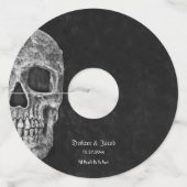 Gothic Half Skull Cool Black And White Grunge Wijnglaslabel (Voorkant)