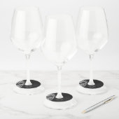 Gothic Half Skull Cool Black And White Grunge Wijnglaslabel (Set)