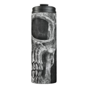Gothic Half Skull Cool Black and White Texture Thermosbeker