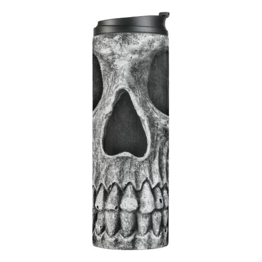 Gothic Half Skull Cool Black and White Texture Thermosbeker (Gedraaid links)
