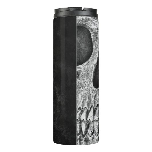 Gothic Half Skull Cool Black and White Texture Thermosbeker (Achterkant)