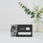 Gothic Half Skull Cool Black And White Wedding Plaatskaartje (Staand voorkant)