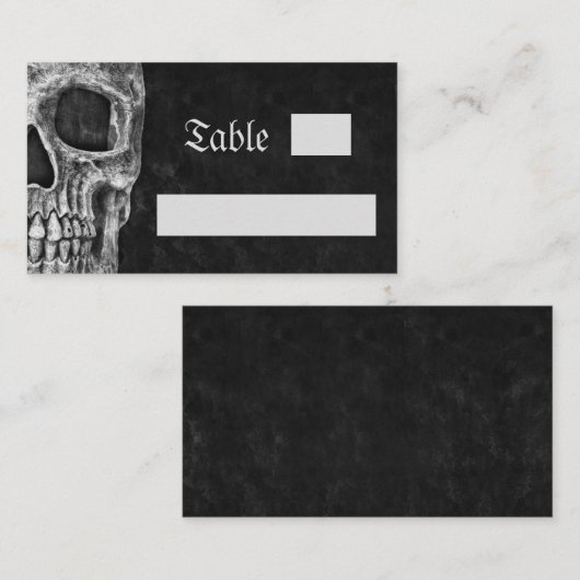Gothic Half Skull Cool Black And White Wedding Plaatskaartje (Voorkant / Achterkant)