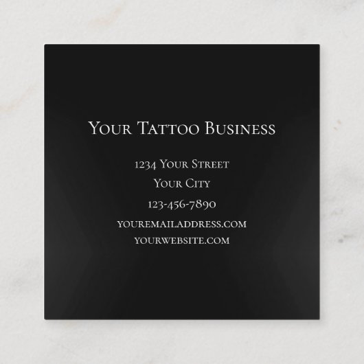 Gothic Half Skull Cool Grey Metallic Tattoo Shop Vierkante Visitekaartje (Achterkant)