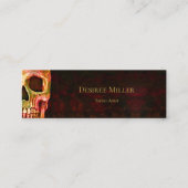 Gothic Half Skull Face Red Green Tattoo Shop Mini Visitekaartje (Voorkant)
