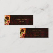 Gothic Half Skull Face Red Green Tattoo Shop Mini Visitekaartje (Voorkant / Achterkant)